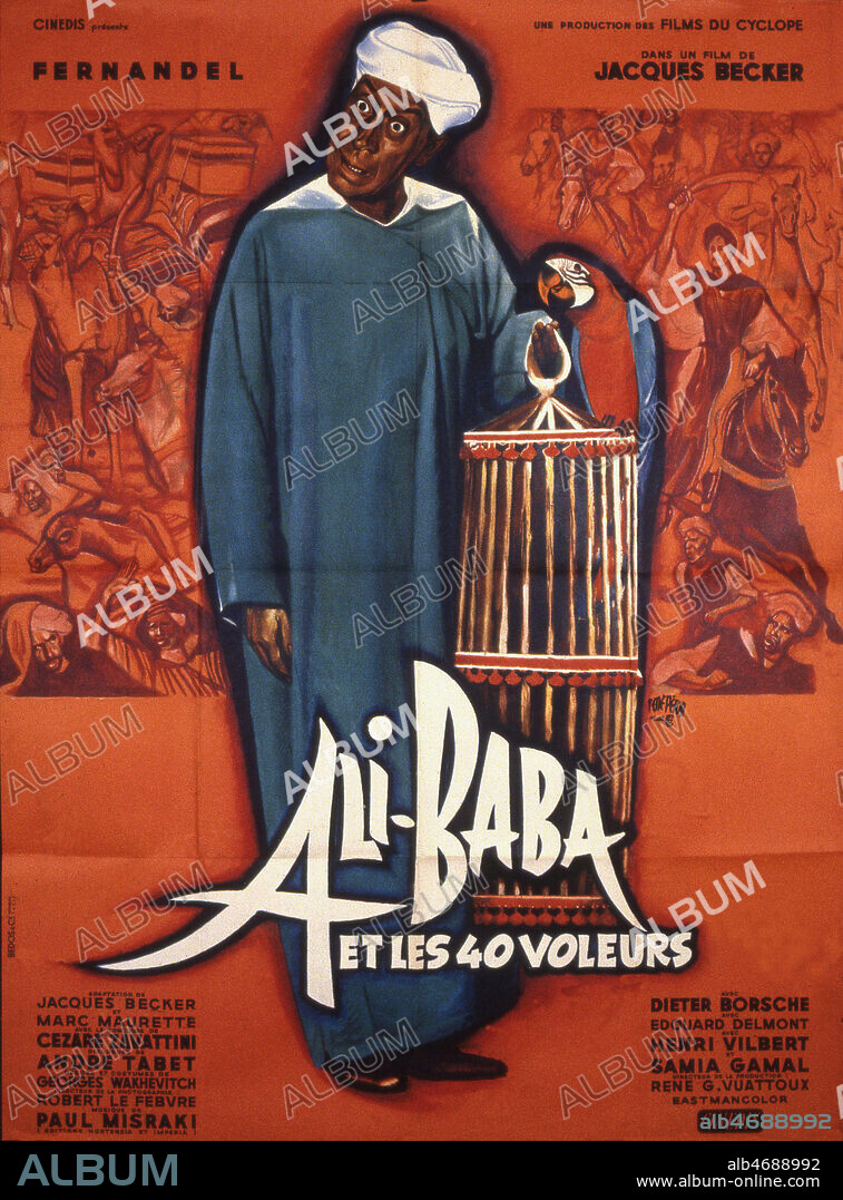 'Ali Baba et les quarante voleurs' Affiche du film realise en 1954 par Jacques BECKER (1906-1960) avec FERNANDEL (1903-1971).Credit : Coll. Perron/KHARBINE-TAPABOR.