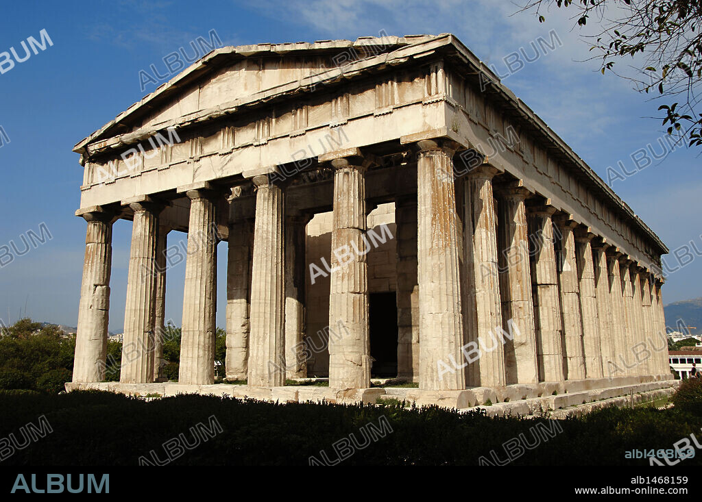 ARTE GRIEGO. GRECIA. S. V. TESEION-HEFESTEION. Templo dórico construido en mármol pentélico en época de Pericles (449-425 a. C.). Fue dedicado a Hefesto (o Vulcano) y Atenea. AGORA GRIEGA. Atenas.
