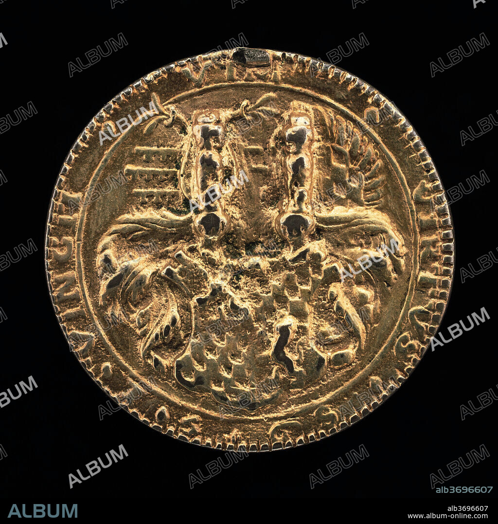GERMAN 16TH CENTURY. Coat of Arms [reverse]. Dated: 1568. Dimensions: overall (diameter): 3.11 cm (1 1/4 in.)  gross weight: 12.8 gr (0.028 lb.)  axis: 12:00. Medium: gilded silver.