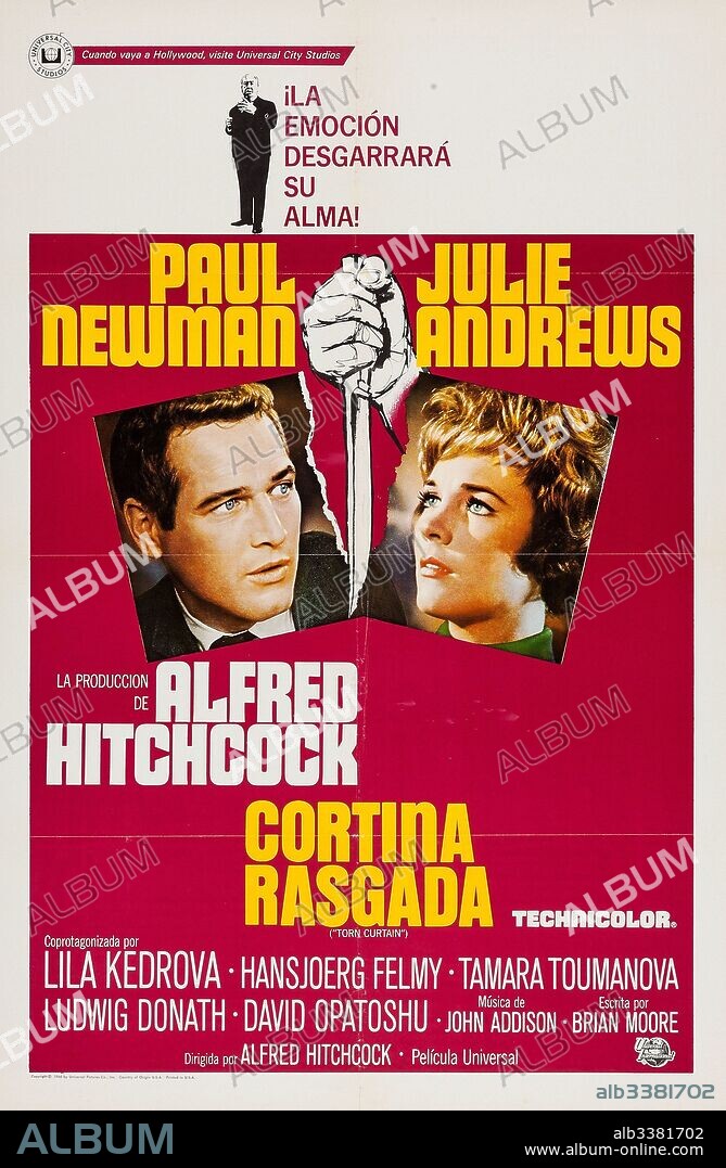 Affiche de TORN CURTAIN, 1966, réalisé par ALFRED HITCHCOCK. Copyright UNIVERSAL PICTURES.