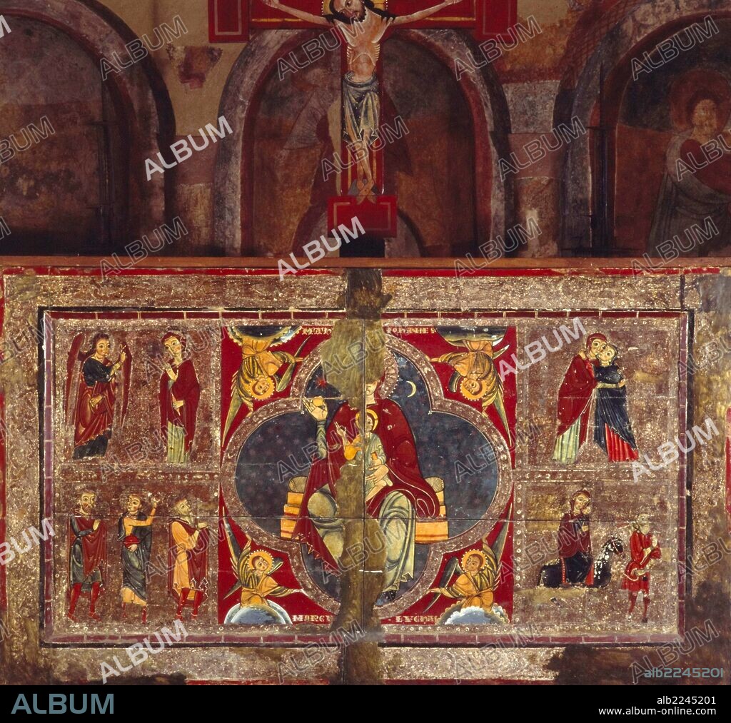 MAESTRO DE LLUÇA. Altar from Santa Maria of Lluça, 13th century, tempera on poplar wood. Catalan Romanesque art.