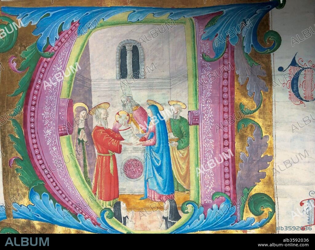 PLAUTILLA NELLI. Initial A. The Presentation of Jesus at the Temple.