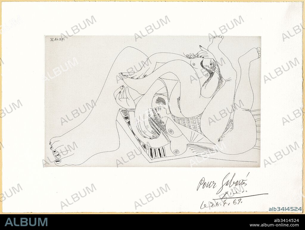 Pablo Picasso / "Dos mujeres juguetonas en una colchoneta de playa", 1968, Grabado (Aguafuerte sobre matriz de cobre, tirado sobre papel), 31,5 x 45,2 cm, MPB 70.598.