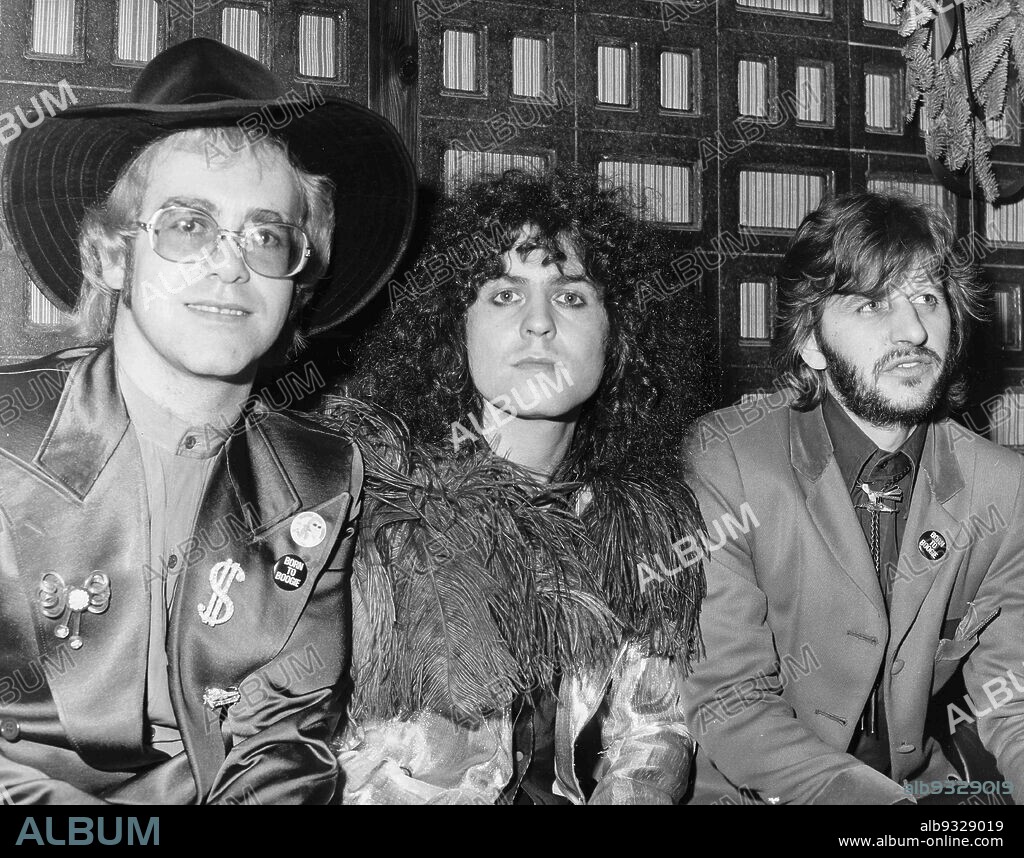 Elton John, Marc Bolan and Ringo Starr, 1972.