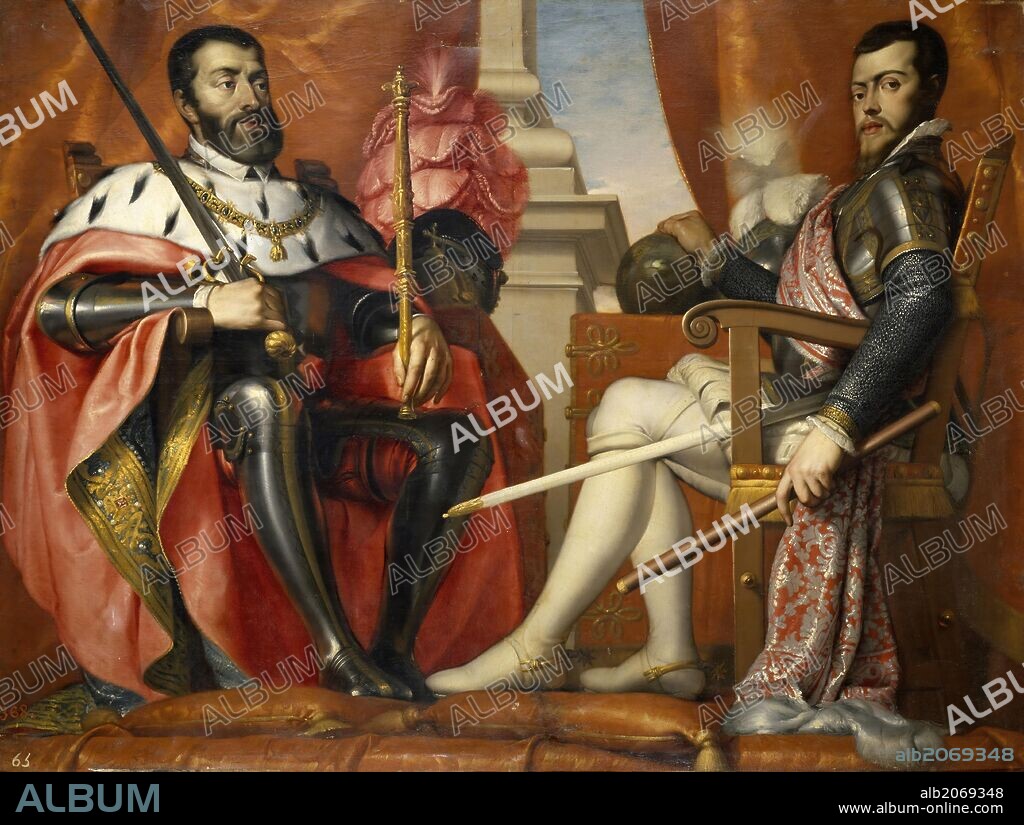 Antonio Arias Fernández / 'Charles V and Philip II', 1639-1640, Spanish School, Oil on canvas, 160,5 cm x 214,5 cm, P05582.