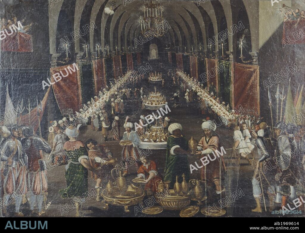 Banquet hall, by an unknown 18th Century Italian painter. Masino Castle, Caravino, Piedmont.