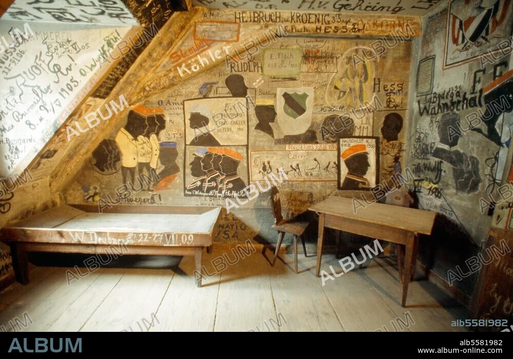 Heidelberg (Baden-Württemberg), Ruprecht-Karls-Universität, Historischer Karzer. Innenansicht mit Graffiti. Foto (Florian Monheim).