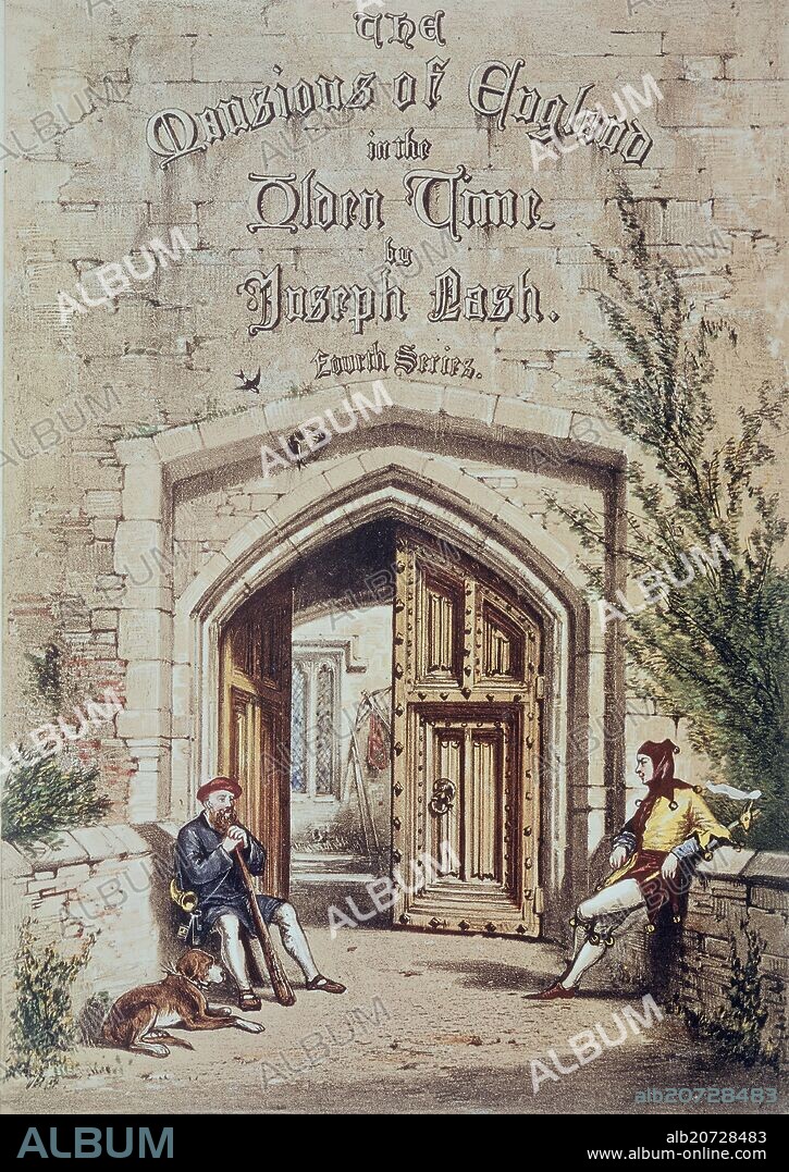 JOSEPH NASH THE ELDER. THE MANSIONS OF ENGLAND IN THE OLDEN TIME - GRABADO SIGLO XIX.