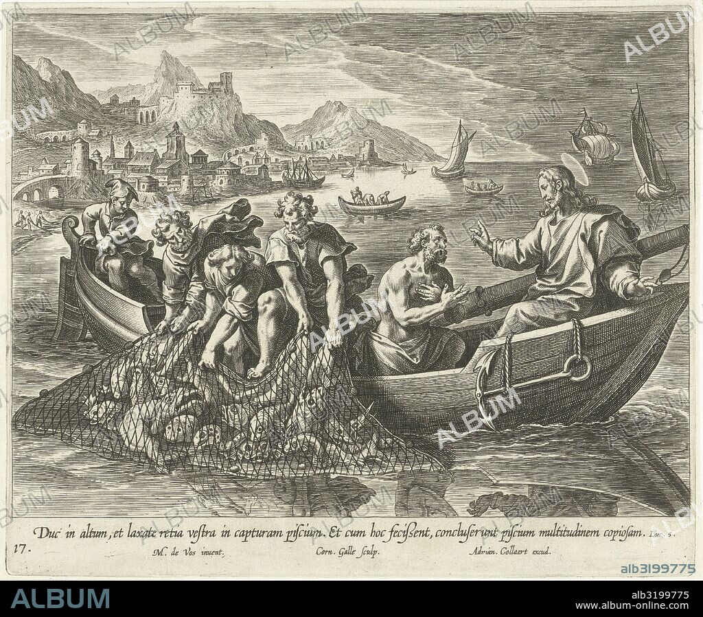 Miraculous fishing, Cornelis Galle (I), Adriaen Collaert, 1598 - 1618.