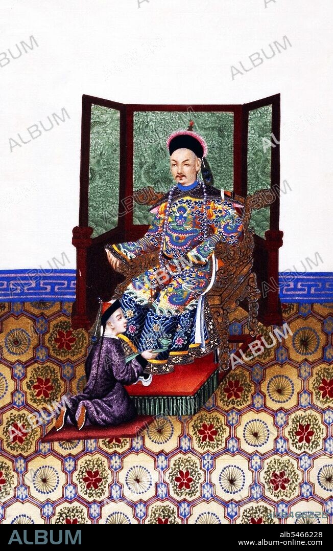 Scenes of Service from a small album known as 'Chinese Drawings: Court and Society', showing contemporaneous style and fashion at the Qing Court. The Qing Dynasty was the last dynasty of China, ruling from 1644 to 1912. Qing rulers were of the Jurchen Aisin Gioro clan, a nomadic tribe that originated northeast of the Great Wall in contemporary Northeastern China. Over the course of its reign, the Qing became highly integrated with Chinese culture, learning Chinese and participating in rituals. The imperial examinations continued and Han civil servants administered the empire alongside Manchu ones.