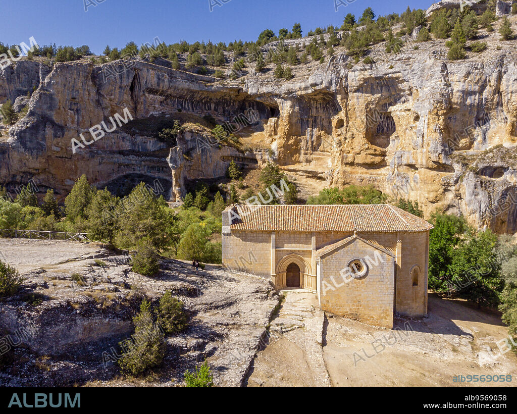 Hermitage of San Bartolomé, 12th century, Lobos River Canyon Natural Park, Soria, Autonomous Community of Castile, Spain, Europe.