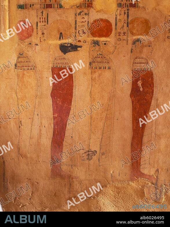 Ägyptisch, frühe Ptolemäerzeit, frühes 3. Jh. v.Chr..-Wandmalerei, Ausschnitt.-Gebel el-Mota (Totenberg), Oase Siwa, Ägypten.