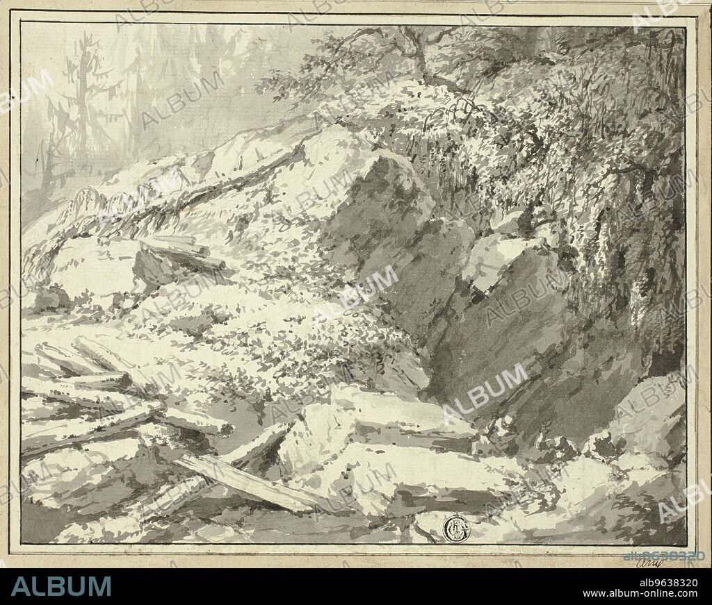 FRIEDRICH WILHELM GMELIN. Mountainside with Fallen Tree, n.d.