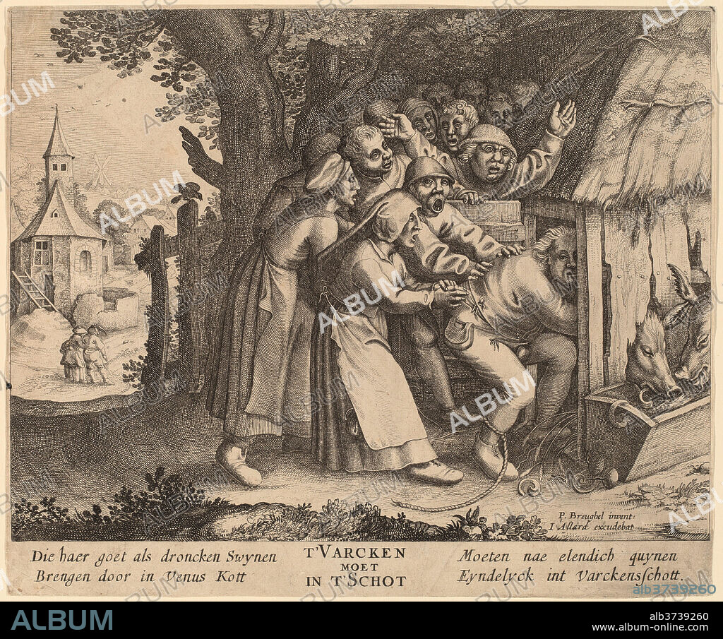 AFTER PIETER BRUEGEL THE ELDER. The Drunkard Pushed into the Pig Sty. Dated: in or after 1568. Medium: engraving.