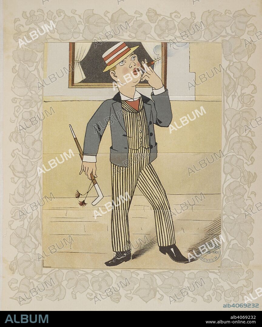 LOTHAR MEGGENDORFER. A young man smoking a cigar. The Tricks of Naughty Boys. (A series of amusing transformation scenes.). London : H. Grevel & Co., 1900. Source: 12807.s.80 page 5.