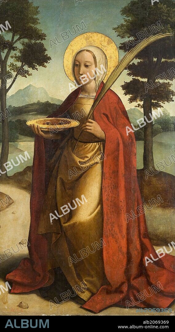 JUAN DE BORGOÑA (círculo). Anónimo (Círculo de Borgoña, Juan de) / 'Santa Lucía', Primer tercio del siglo XVI, Escuela Española, Óleo sobre Tabla, 99 cm x 56 cm, P01252.