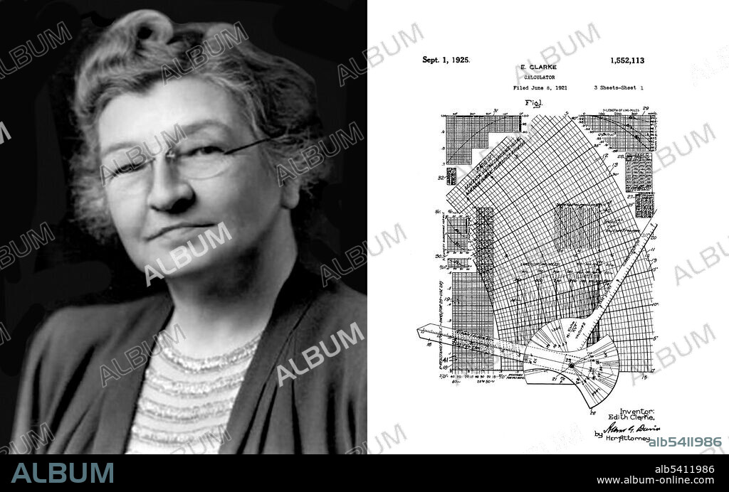 Edith Clarke (February 10, 1883 - October 29, 1959) was an American electrical engineer. After college, Clarke taught mathematics and physics, briefly studied civil engineering at the University of Wisconsin-Madison, but left to become a human computer at AT&T. In 1921, she invented the Clarke calculator, a simple graphical device that solved equations involving electric current, voltage and impedance in power transmission lines. The device could solve line equations involving hyperbolic functions ten times faster than previous methods. No photographer credited, undated.