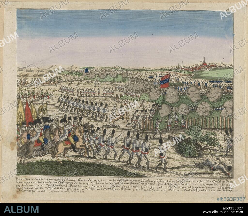 ANONYMOUS. French and Russian troops on the Zürichberg hill in the First Battle of Zurich.