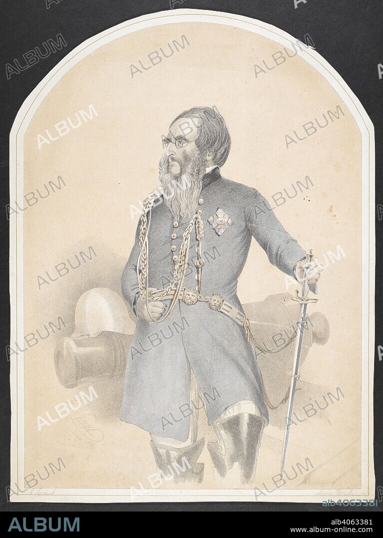 LOWES CATO DICKINSON. Portrait of Sir Charles James Napier. Lithograph by Lowes Dickinson after Colesworthy Grant, Calcutta, 1840s. Napier was a general of the British Empire and the British Army's Commander-in-Chief in India. He also served with distinction in the Peninsular War. Portrait of Sir Charles James Napier. 1840 - 1850. Source: P620.