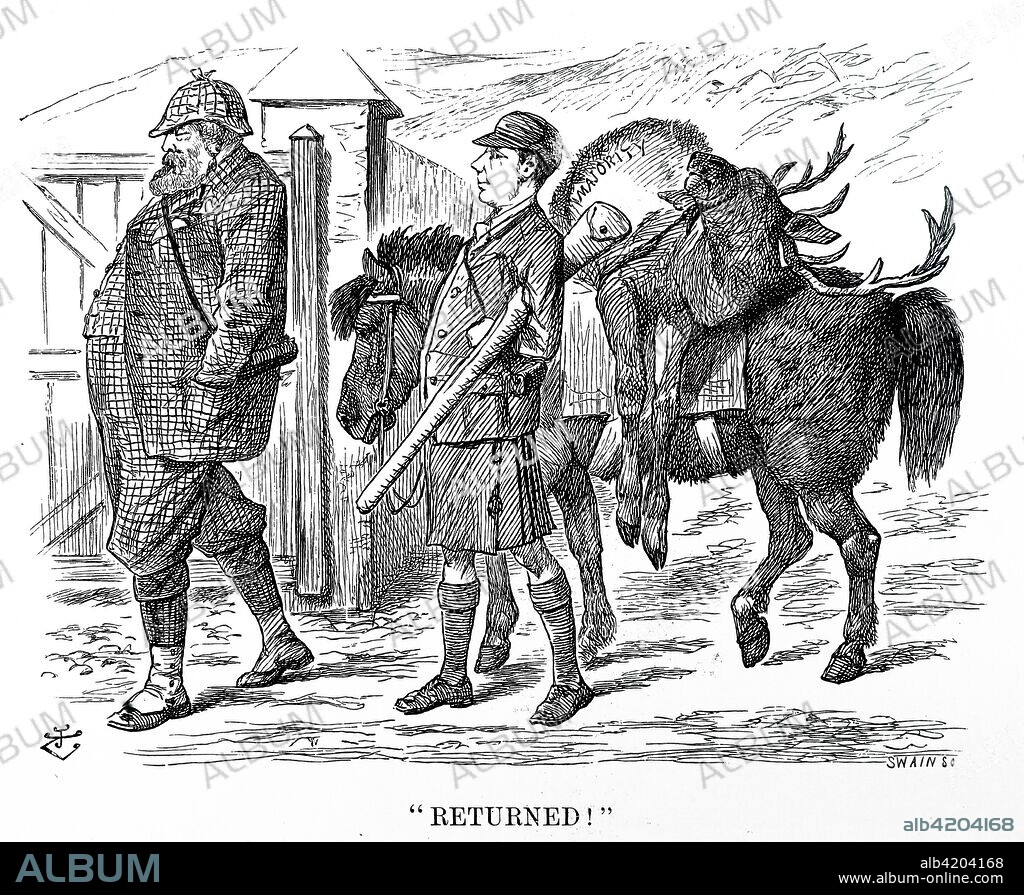 Cartoon commenting on the Khaki Election. Robert Gascoyne-Cecil, 3rd Marquess of Salisbury (1830-1903), Conservative Prime Minister, returned to power in the election of 1900. Illustrated by John Tenniel (1820-1914) an English illustrator, graphic humourist, and political cartoonist. Dated 20th century.