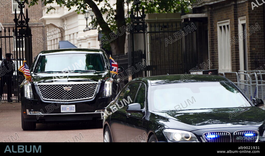 Photograph of the limousine transporting President Donald Trump during his visit to St James' Palace, London, June 2019.