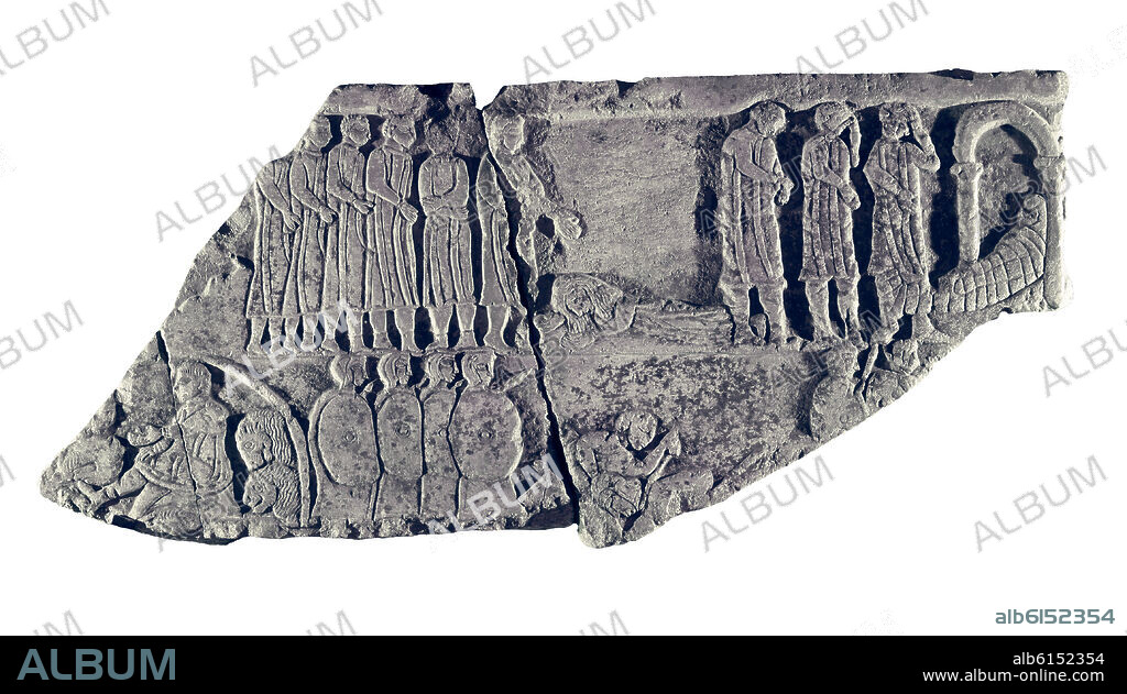 FRONTAL DEL SARCOFAGO DE ALCAUDETE (JAEN) - HACIA 410 DC - RELIEVE  VISIGODO.