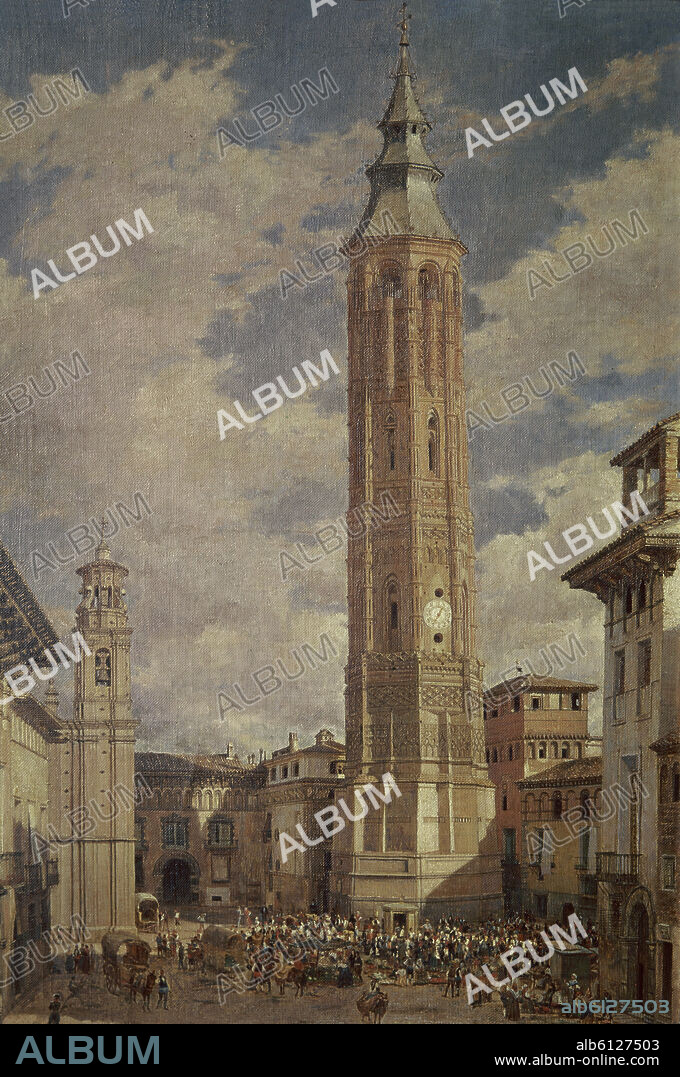 PABLO GOZALVO. 'The Leaning Tower of Zaragoza', 19th century.