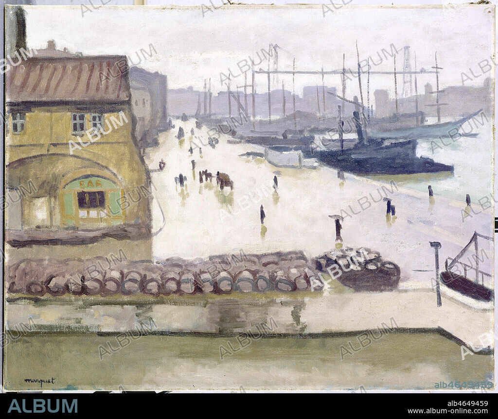 'Marseille sous la pluie', tableau d'Albert MARQUET (1875-1947), peintre fauviste ( eleve de Gustave MOREAU ). (73x93cm). Musee des Beaux-arts d'Epinal. Credit : Photo Prud'homme/KHARBINE-TAPABOR.