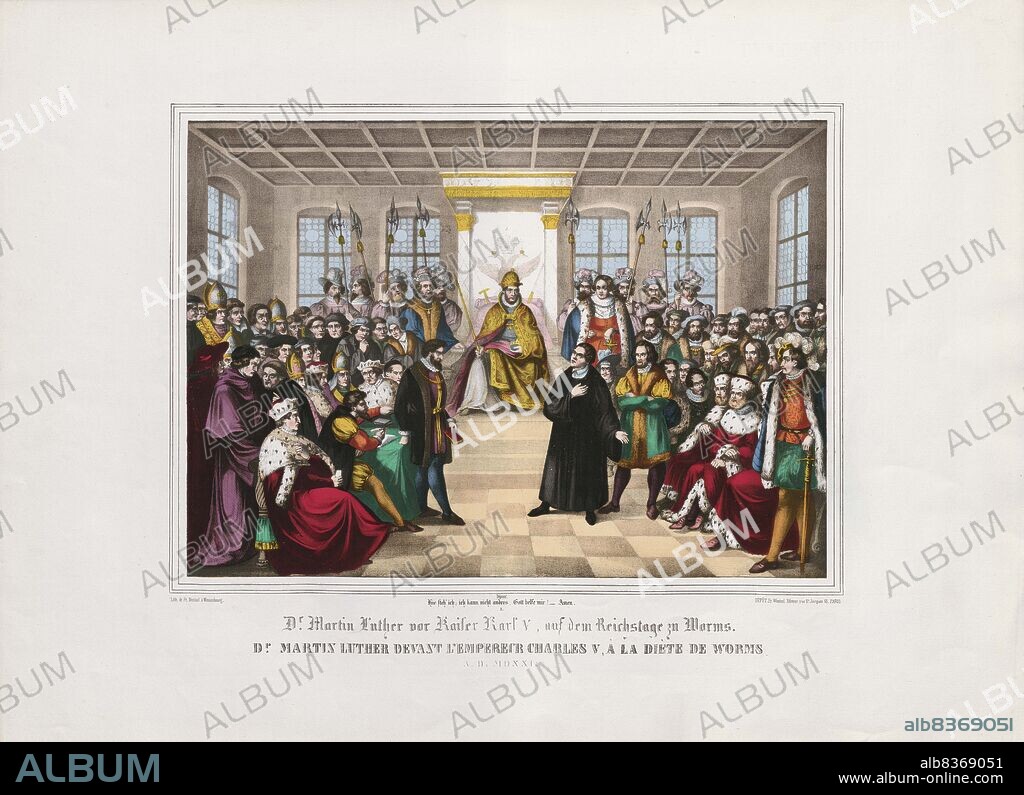 JOHANN FRIEDRICH WENTZEL. Martin Luther at the Diet of Worms of 1521: "Here I stand, I can do no other".
