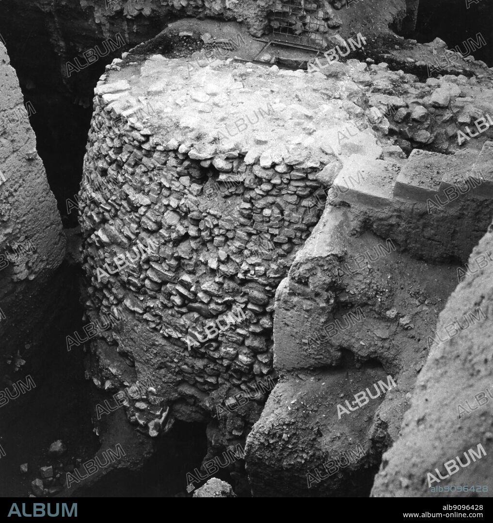 Jericho, the Round Tower - 8,000 BC - The first remains of the town are at tel es-Sultan. The "tel" is a small hill that is the result of many habitation layers on top of each other. In the middle of the tel is an open area in which a huge round stone tower lies. Its age is estimated at thousands of years, belonging to the first settlement in Jericho. In the middle of the tower is a perfectly preserved stairway. The stones of this building are not made from mud, but from natural stones. It is this tower which gives Jericho its status as oldest city on earth, because nowhere else a tower or similar building has been found from such an old age. The tower also points to the existence of some sort of communal system through which the construction would have been organised. ©TopFoto.