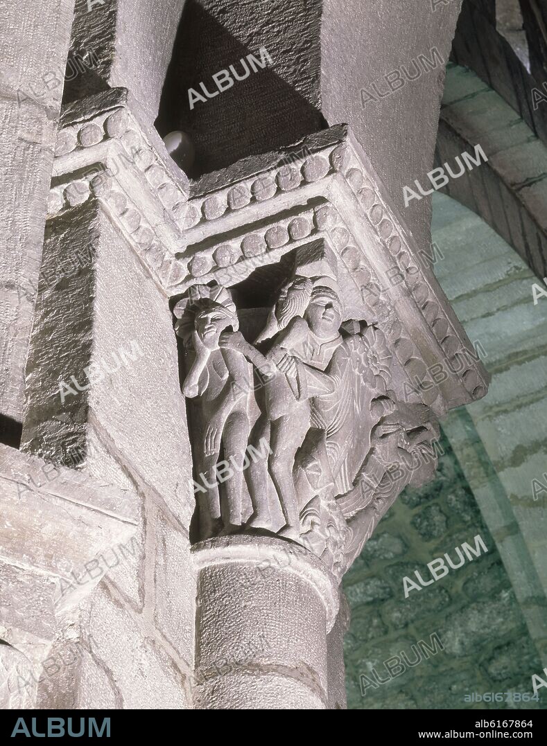 DETALLE DE CAPITEL-CREACION DE EVA DE LA COSTILLA DE ADAN.