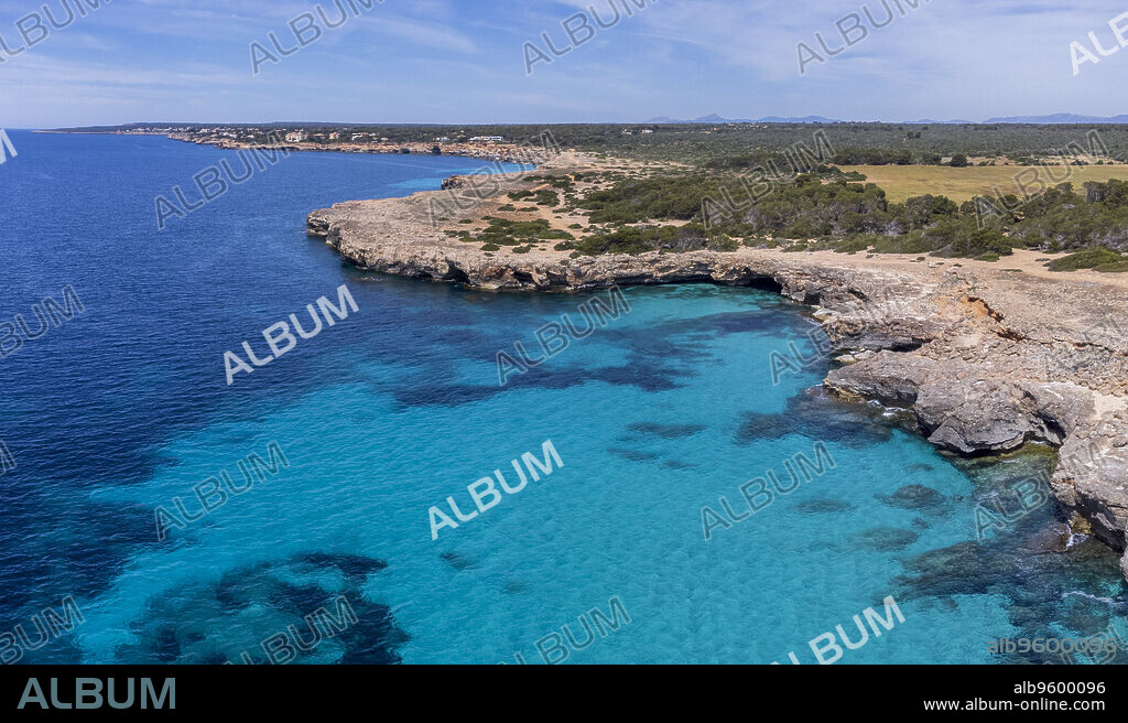 Cala Paias, coastline of Estalella, Llucmajor, protected area, Xarxa Natura 2000 Cap Enderrocat-Cap Blanc, Majorca, Spain.