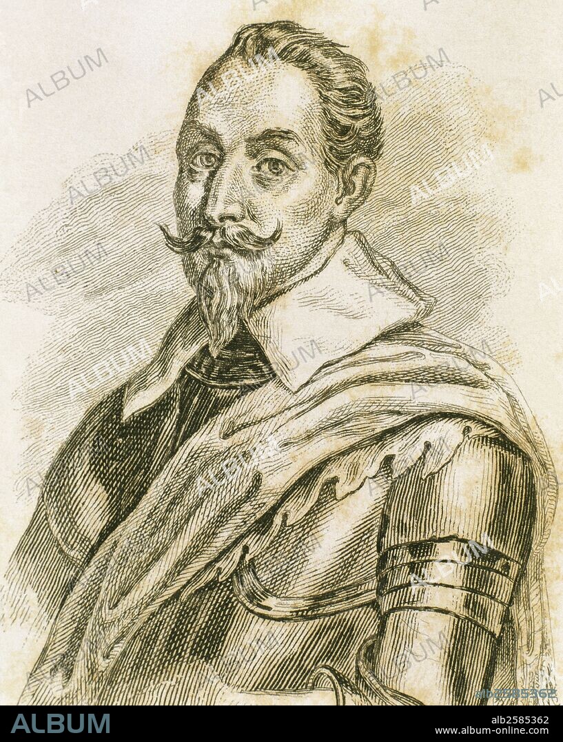 GUSTAVO II ADOLFO (Estocolmo, 1594-Lutzen, 1632). Rey de Suecia (1611-1632). Convirtió a Suecia en una primera potencia europea. Fue un brillante estratega que hizo de su ejército uno de los mejores y del Báltico "el lago sueco". Luchó en la guerra de los Treinta años, afirmándose como el defensor del protestantismo alemán. Grabado.