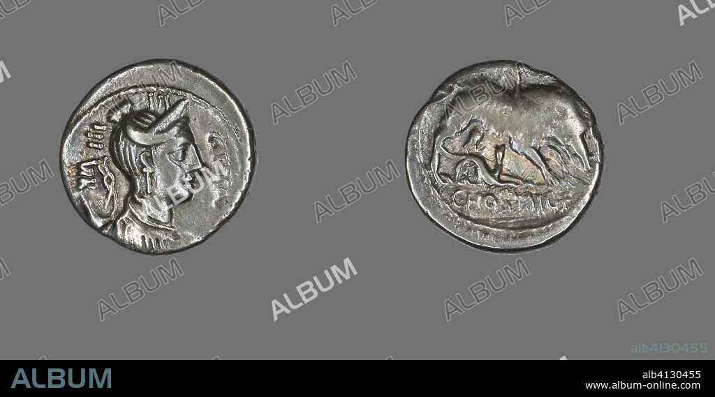 ANCIENT ROMAN. Denarius (Coin) Depicting the Goddess Diana. Roman. Date: 68 BC. Dimensions: Diam. 1.8 cm; 3.71 g. Silver. Origin: Roman Empire.