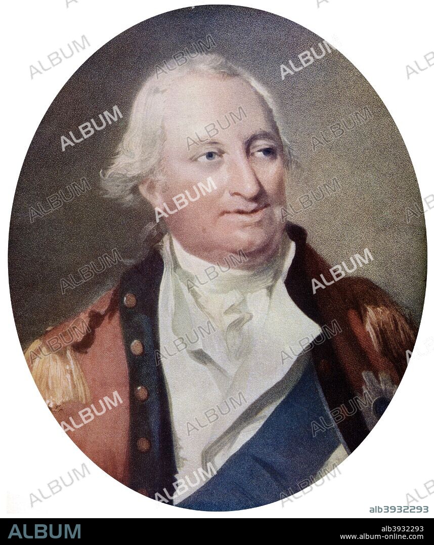 Charles Cornwallis, 1st Marquess Cornwallis, English military commander, late 18th century, (c1920). Cornwallis (1738-1805), served as Governor General of Bengal from 1786 to 1793 and again from July to October 1805. During the American Revolution he accepted command as Major General. In 1781 Washington moved against Cornwallis in Yorktown, Virginia, forcing Cornwallis to surrender. This defeat was decisive in ending the American Revolution. Illustration from Story of the British Nation, Volume III, Walter Hutchinson, (London, c1920s).