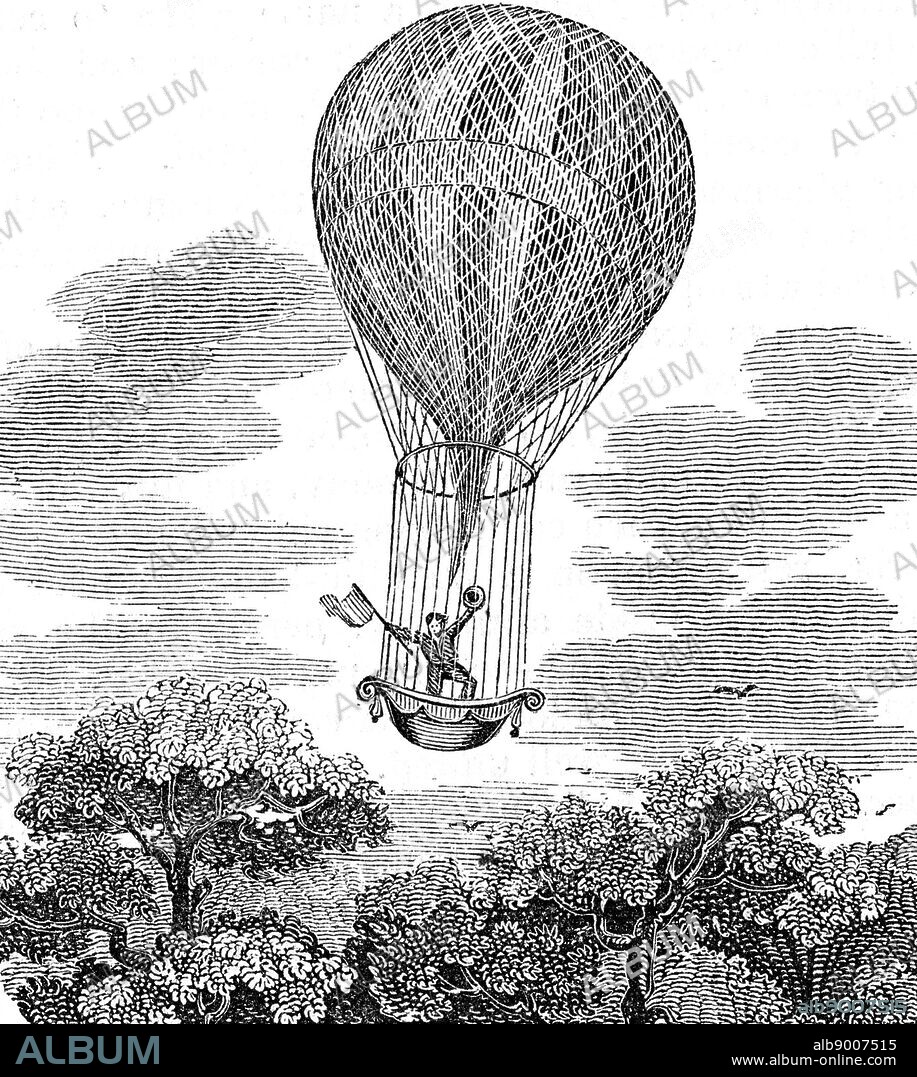 Illustration depicting Charles Green's balloon. Charles Green (1785-1870) a British balloonist. Dated 19th Century.