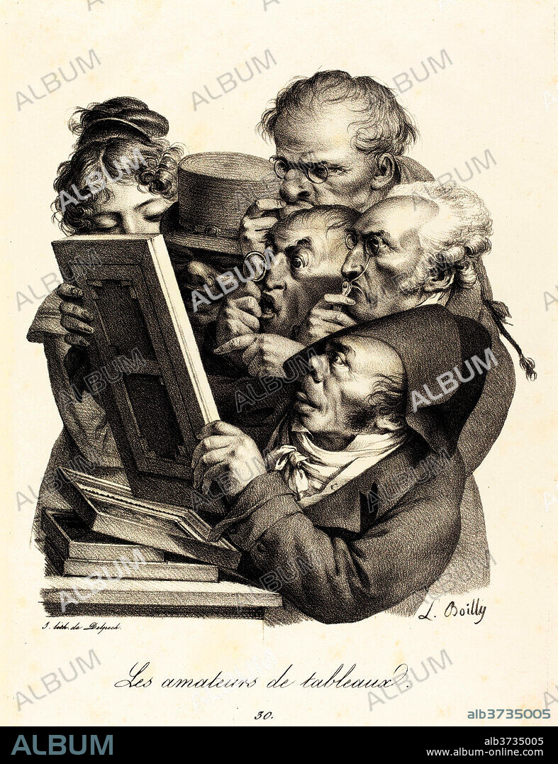 LOUIS LEOPOLD BOILLY. Les amateurs de tableaux (The Picture Enthusiasts). Dated: 1823. Dimensions: sheet: 35.5 x 25.5 cm (14 x 10 1/16 in.). Medium: crayon lithograph in black on wove paper.
