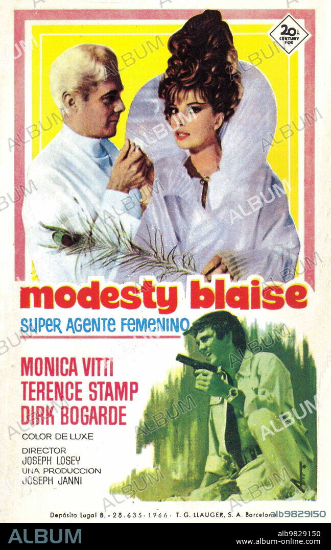 Poster of MODESTY BLAISE, 1966, directed by JOSEPH LOSEY. Copyright 20TH CENTURY FOX.