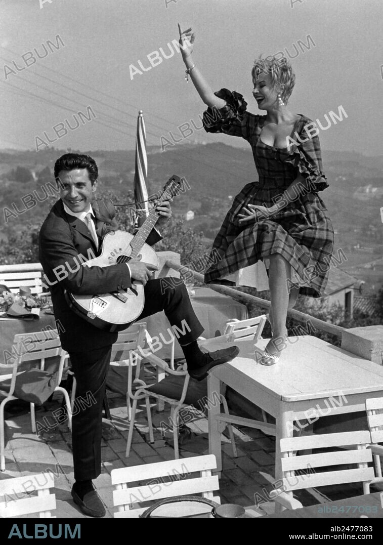 Magali Noel and Gilbert Becaud at de Cannes film festival may 10, 1960.