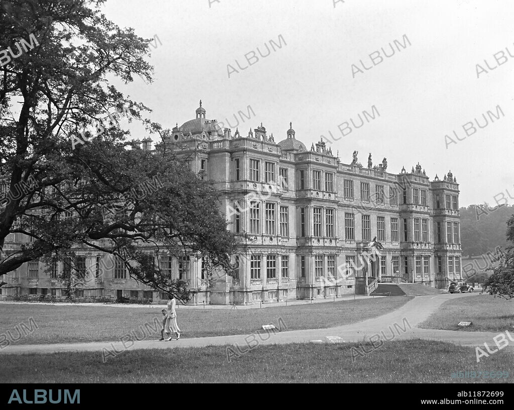 LONGLEAT HOUSE ( WILTS) built in the 16th Century , by Sir John Thynne . It is the ancestral home of the Marquis of Bath . Considered to be the best show places of England , the house is now open to the public 20.6.49 . PICTURE SHOWS:- Longleat House , Wilts . 10 February 1950.