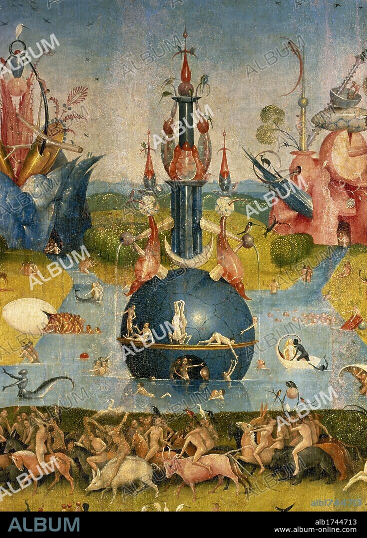 HIERONYMUS BOSCH. ARTE RENACIMIENTO. HOLANDA. BOSCH, Hieronymus Aeken Bosch o "EL BOSCO" (Bois-le-Duc,1450-Bois-le-Duc,1516). Pintor y grabador neerlandés, perteneciente a la "Escuela Flamenca". "EL JARDIN DE LAS DELICIAS O LA PINTURA DEL MADROÑO". Tríptico en tabla (2,20 x 1,95). Detalle de la hoja central. Museo del Prado. Madrid. España.