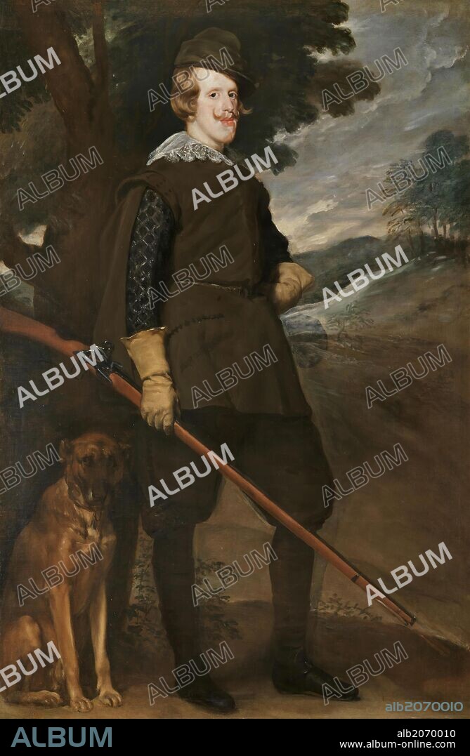 DIEGO VELÁZQUEZ. Diego Rodríguez de Silva y Velázquez / 'Felipe IV, cazador', Hacia 1633, Escuela Española, Óleo sobre Lienzo, 189 cm x 124 cm, P01184.