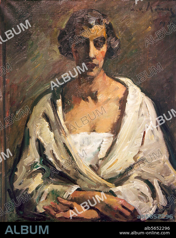 LEO VON KOENIG. König, Leo von. 1871-1944, German painter. "Lola von Grunelius" (Lola im Bademantel). (Lola in a dressing gown), 1937. Oil on canvas, 98 x 78 cm. Private collection.