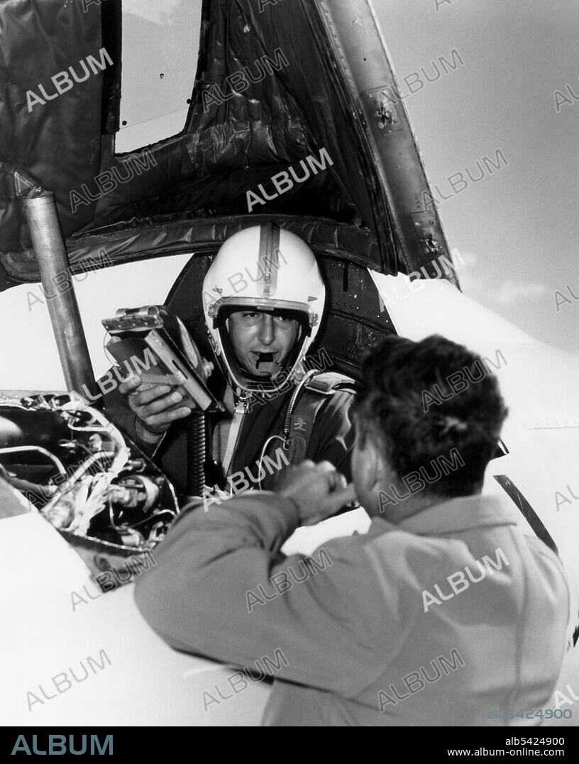 Scott Crossfield in the cockpit of the D-558-2 after the first mach 2 flight, USA, November 20, 1953. Naval officer and test pilot Scott Crossfield piloted the Douglas D-558-2 Skyrocket to Mach 2, or more than 1,290 mph (2076 km/h), the first time an aircraft had exceeded twice the speed of sound.
