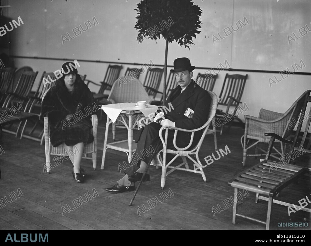 Aboard the Blue Star Liner " Almeda " , Tilbury . Lady Evelyn Graham and Captain Miles Graham .