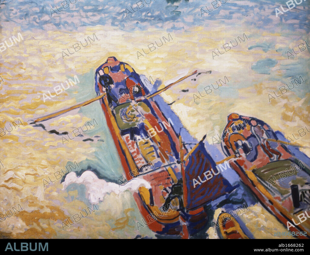 ANDRÉ DERAIN. Two Barges by Andre Derain, 1905-06, 1880-1954, France, Paris, Centre Georges Pompidou, Musee National d' Art Moderne.