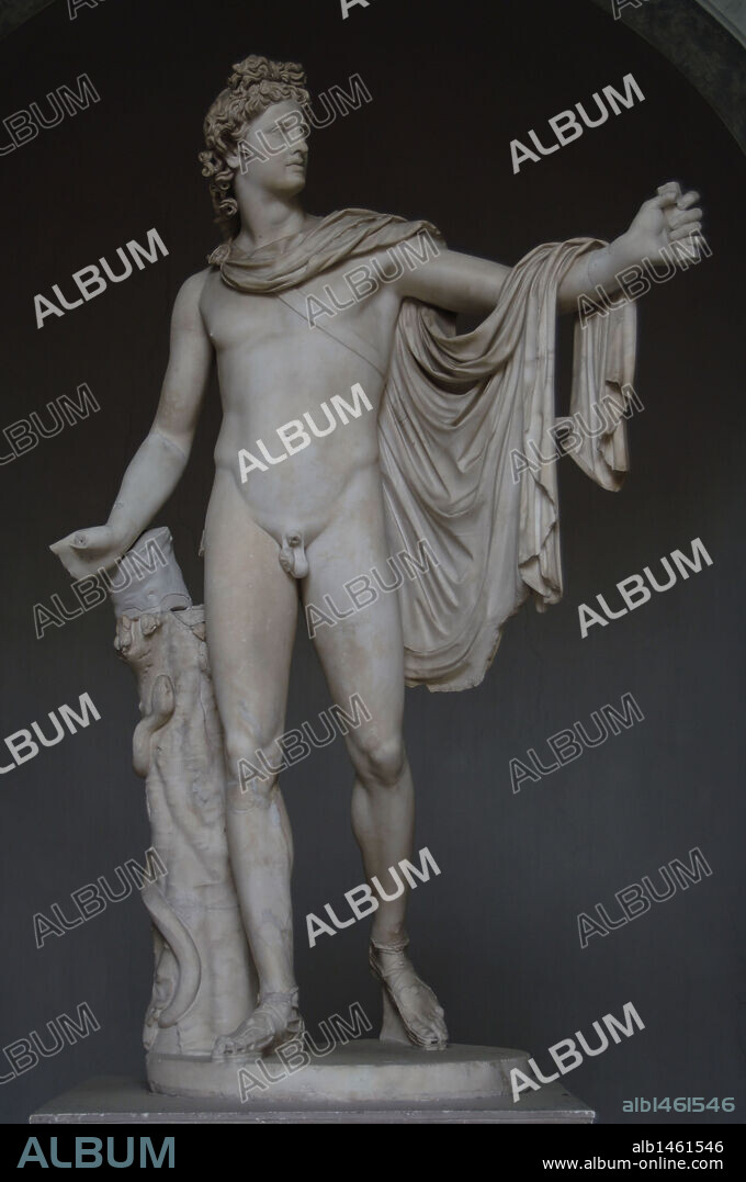 Apollo Belvedere. Ca. 120-140. Roman copy of Greek bronze original of ca. 350-325 BC. White marble. Attributed to Leochares. Vatican Museums. Vatican City.