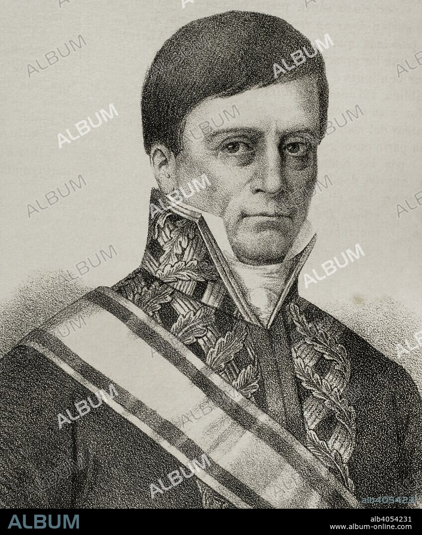 Juan Jose Ruiz de Apodaca y Eliza (1754-1835). 1st Count of Venadito. Spanish naval officer and Viceroy of New Spain. Drawing by Llanta. Portrait, detail. Lithography. Cronica General de Espa–a, Historia Ilustrada y Descriptiva de sus Provincias. Andalucia, 1867.