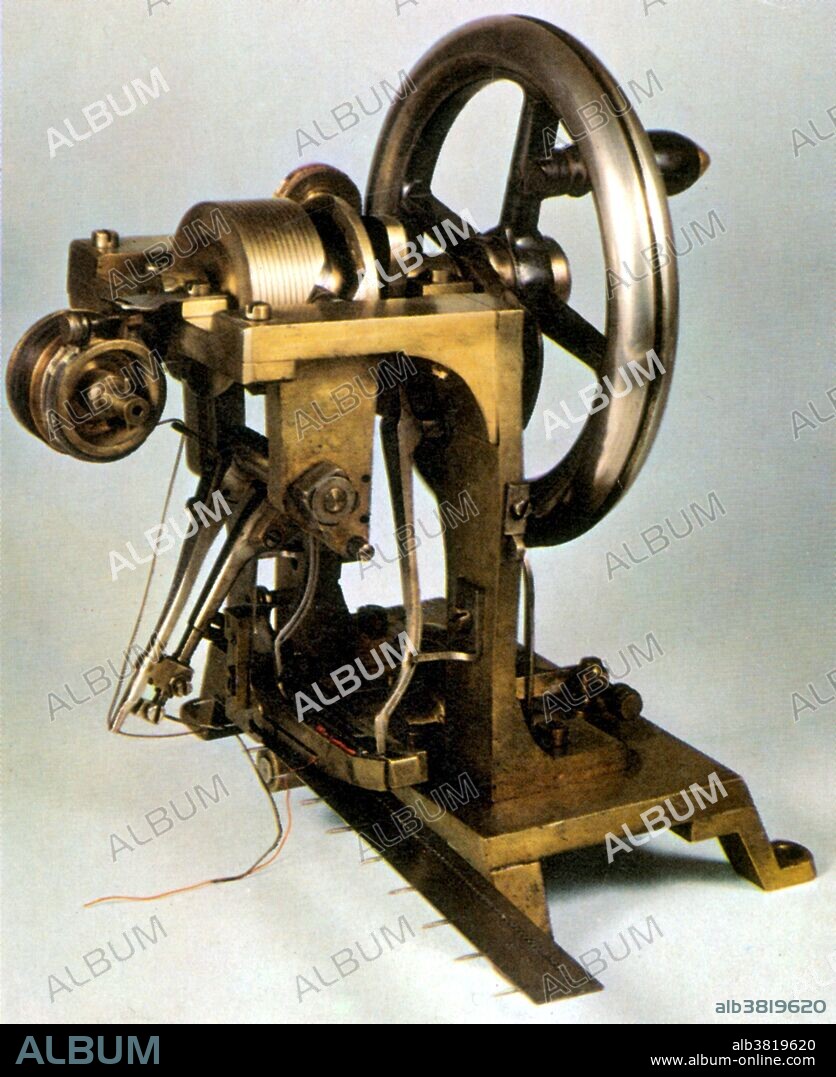 Howe's 1845 machine used lock-stitch. The shuttle loaded with red thread is at the bottom, just above the spiked baster plate which held the fabric as it passed through the machine. Elias Howe, Jr. (July 9, 1819 - October 3, 1867) was an American inventor and sewing machine pioneer. He originated significant refinements to the design concepts of his predecessors, and on September 10, 1846, he was awarded the first US patent (U.S. Patent 4,750) for a sewing machine using a lockstitch design. His machine contained the three essential features common to most modern machines: a needle with the eye at the point, a shuttle operating beneath the cloth to form the lock stitch, and an automatic feed. Howe was forced to defend his patent in a court case that lasted from 1849-54 because Isaac Singer, with cooperation from Walter Hunt, had perfected a facsimile of his machine and was selling it with the same lockstitch that Howe had invented and patented. He won the dispute and earned considerable royalties from Singer and others for sales of his invention. His sewing machine won the gold medal at the Paris Exhibition of 1867, and was awarded the LÃ©gion d'honneur by Napoleon III for his invention. He died later that year at the age of 48.