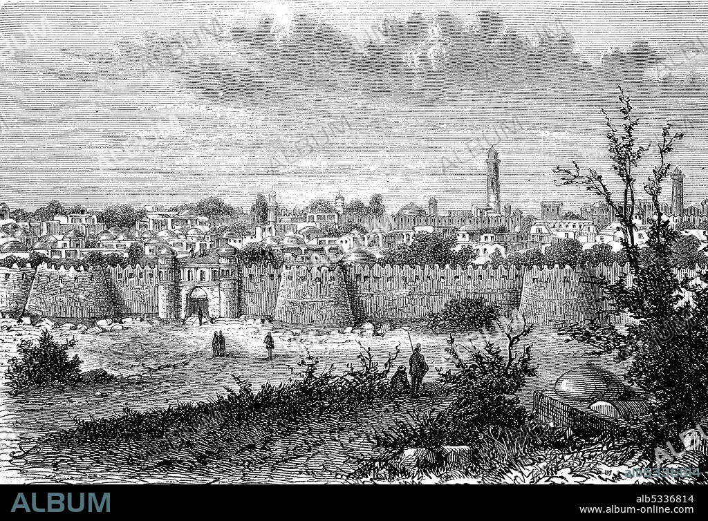 Xiva or Khiva, Khiwa, an oasis town in Uzbekistan, in 1880  /  Xiva oder Chiwa, Khiwa, eine Oasenstadt in Usbekistan, im Jahre 1880, Historisch, historical, digital improved reproduction of an original from the 19th century / digitale Reproduktion einer Originalvorlage aus dem 19. Jahrhundert,.